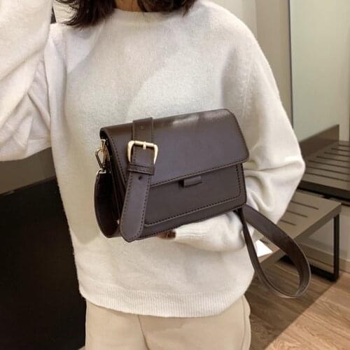 Shoulder Bag Female Handbag Crossbody Bag Designer Purse Women Bag Retro All-match Fashion 2021 PU Leather Solid Color Simple