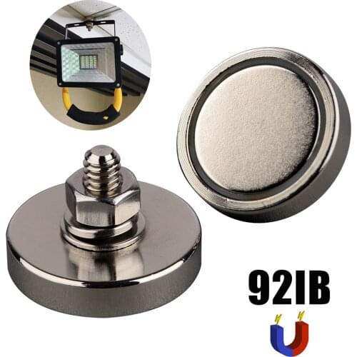 2PC 42KG Super Powerful Neodymium Disc Magnet Male Thread 1/4"-20 Heavy Duty Magnetic Mount for Gopro Hero Led Lights Camera