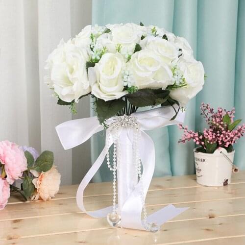 Wedding Bride Bouquet Hand Tied Flower Decoration Holiday Party Supplies for Wedding Party Supplies