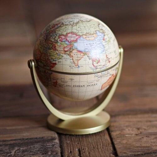 Vintage English Edition Globe World Map Earth Globes Model with Base Decoration Rotary World Teaching Aids Students Kids