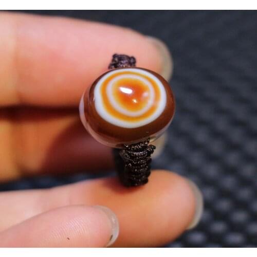 Magic Power Tibetan Colorful Agate Bead Hand Knitted Finger Ring Totem Amulet UPD30D05 From tmestown Sauces Top Grade