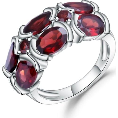 Gems Ballet 6.13Ct Natural Garnet Gemstone Mona Lisa Wedding Ring 925 Sterling Silver Ring for Women Fine Bijouterie