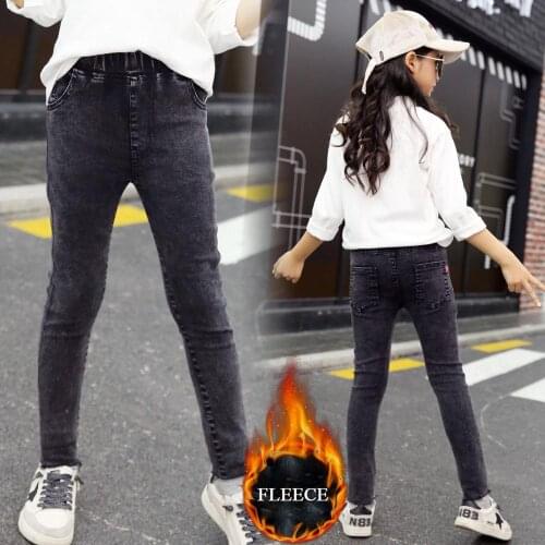 Girls Winter Pants Teenage Girls Jeans for Girls Jeans Thick fleece Pencil Pants 6 8 10 12 Year school Children Kids Trousers