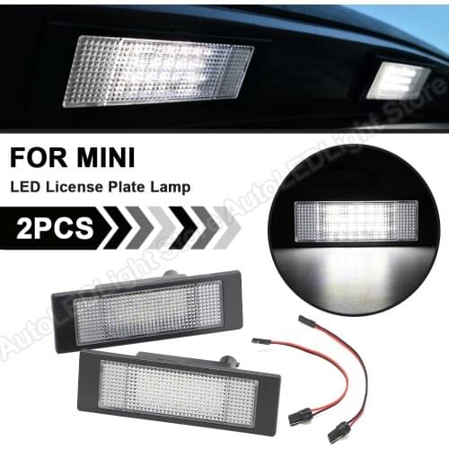 2Pcs LED Number License Plate Light Lamps For MINI COOPER R55 Clubman R55N Clubman R60 Countryman R61 Paceman Fiat Multipla BMW