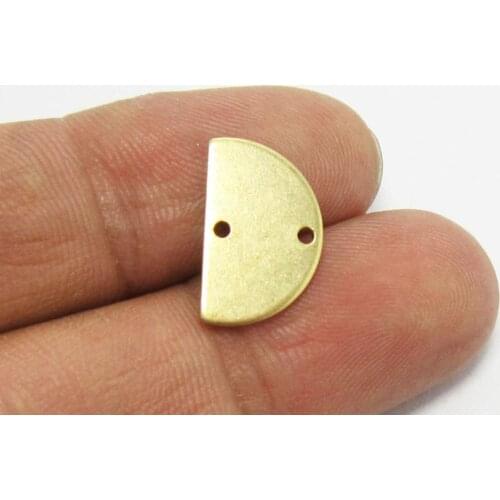 Brass earrings half moon 16x10mm Half round Raw brass earrings charm connector -30pcs R049