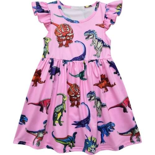 2020Beautiful Baby Dresses for Girls Princess Cartoon Pattern Dress Dinosaur Christmas cosplay Dress Birthday Party Clothes