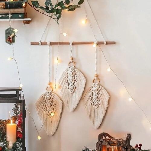 35cm*35cm*4cm Handmade Macrame Wall Hanging Weave Leaf Tapestry Decor Nordic Living Room Bedroom Headboard Decorat Tools JU0156