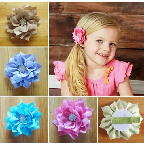 50 PCS/LOT Starburst Button Flower Hair clip with Rhinestone