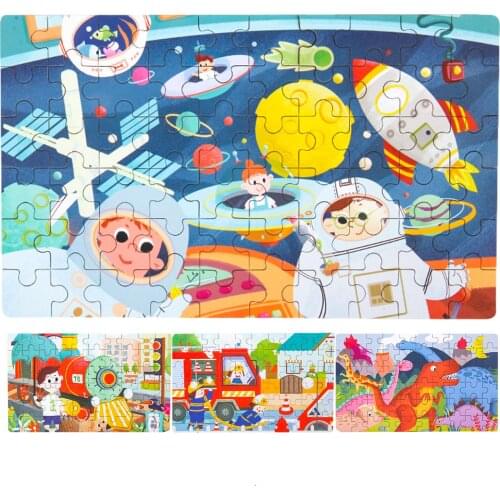 60PCS Cartoon Traffic Wooden Puzzles Wooden Educational Jigsaw Puzzle Toy Education And Learning Kids Puzzles Toys