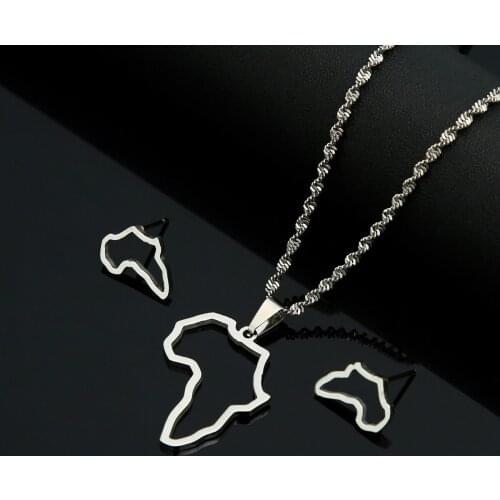 Africa Profile Map Pendant Necklaces Ethiopian Nigeria Ghana Congo Ethnic Outline African Maps Jewelry
