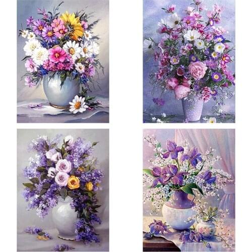 Diy 5d Full Diamond Painting Flower Embroidery Square Round Drill Peony Rose Chrysanthemum Mosaic Furniture Decoration Hobby