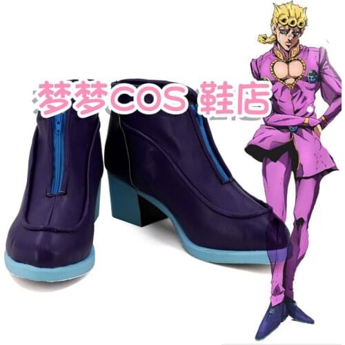 Anime JOJOs Bizarre Adventure Golden Wind Giorno Giovanna Cosplay Shoes Boots Custom Made European Sizemen Halloween Shoes