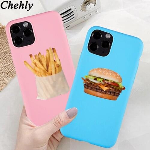 Fries Hamburger Phone Case for IPhone 6s 7 8 11 12 Plus Pro Mini X XS MAX XR SE Cases Soft Silicone TPU Fitted Accessorie Cover
