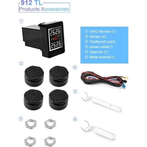 Safety Tire Pressure Monitoring Car Digital Vehicles 4PCS Sensor TPMS High Temperature Alarm Real-Time Display Tyre Windshield