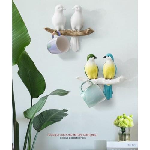 AMERICAN STYLE DECORATIVE KEY HOOK, WALL HANGING BIRD RESIN CRAFTS, WALL DECORATION HANGER WALL DECORATION R1260