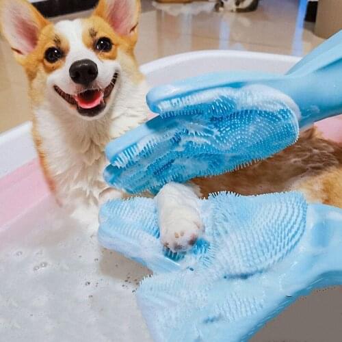 Pet Bath, Glove Massage Teddys Cat Magic Tool Brush, Dog Cat Comb Scrub Bath, Anti Biting and Anti Depilation Cleaning Products
