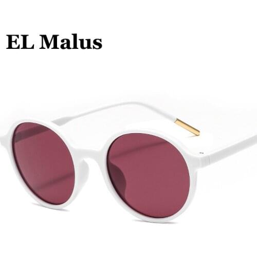 [EL Malus] Fashion Round Sunglasses Women Retro Frame Brand Design Men Eyeglasses UV400 Lenses Red Sun Glasses