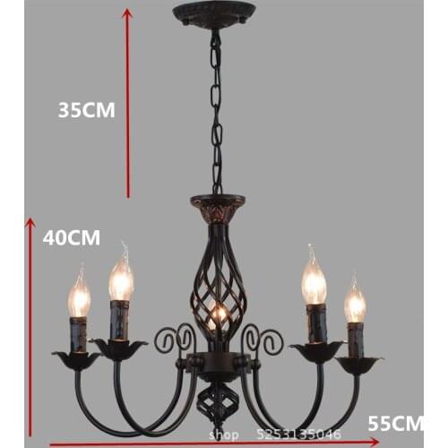 European Iron Pendant Lights led lamps Living room retro black Pendant lamps Suitable E14 led lustre lighting Pendant lamp