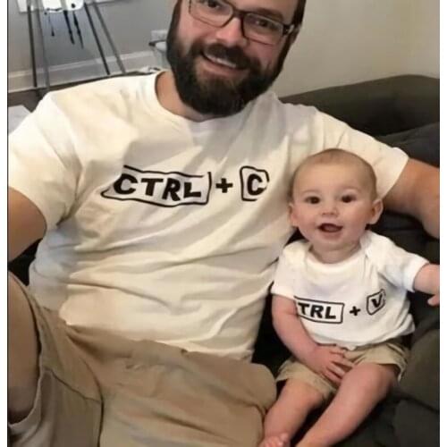 Daddy Baby Letter T Shirt CTRL C Short Sleeve Father And Son Fashion Tops Summer Family Matching Outfits Short Sleeve Clothes
