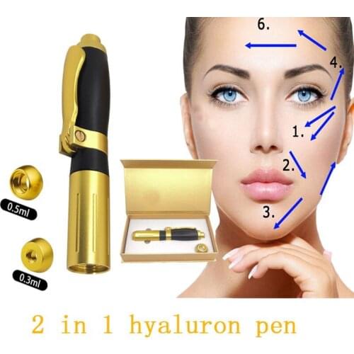 2 IN 1 pen Hyaluronic Pen 0.3ml & 0.5ml Hyaluron gun Hyaluronic Acid lip filler injector Mesotherapy Gun no-needle Atomizer gun