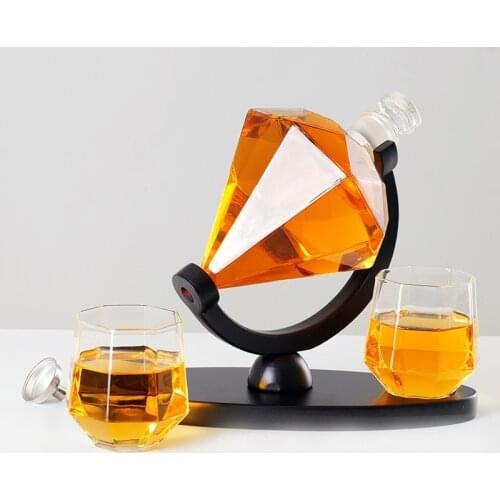 Hot style diamond decanter set high borosilicate glass decanter whiskey decanter diamond bottle