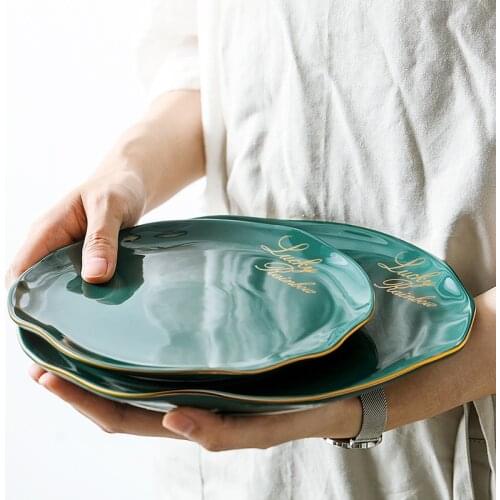 Ceramic Green Western Tableware Set Rice Bowl Household Plate Dish