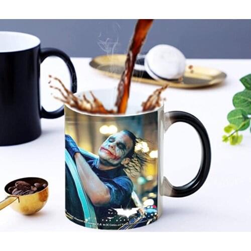 11oz Creativity Joker Color Changing Mug Heating Sensitive Ceramic Coffee Milk Tea Mug Fun Birthday Surprise Gift