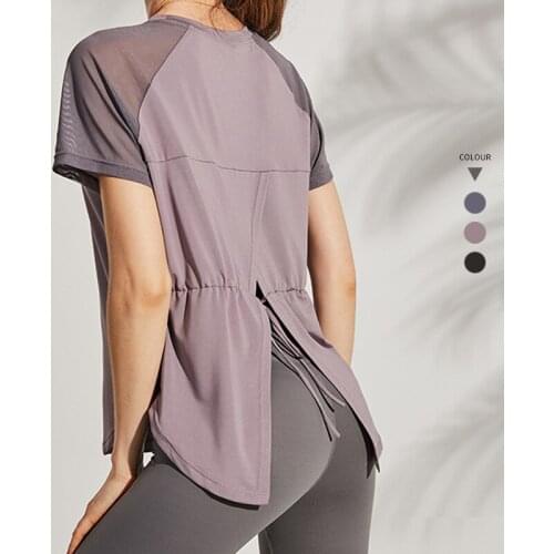 Summer Breathable Yoga Shirts Quick-Dry Short Sleeved O-Neck Running T-shirt Yoga Exercise T-shirt Loose Fitness Sport Tees Top