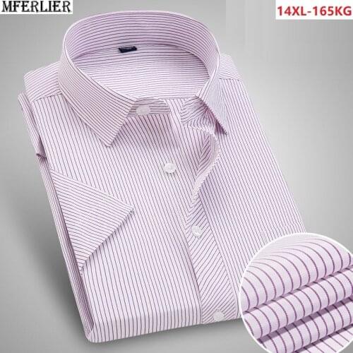 Summer striped shirts men office shirts short sleeve formal business simple shirt work plus size big 5XL 6XL 7XL 8XL 9XL 10XL 56