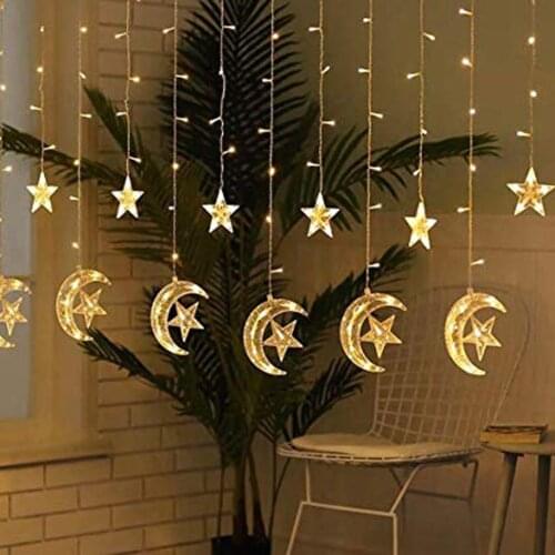 Moon Star Lamp LED Lamp String Ins Christmas Light Decoration Holiday Lights Curtain Lamp Wedding Neon Lantern Ramadan EId Decor