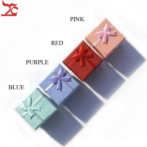 Wholesale 48pcs/lot Fashion Jewelry Box, Multi colors Rings Box, Jewelry Gift Packaging Earrings Holder Case 4*4*3CM