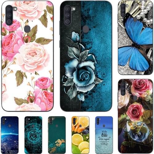 Fashion Flower Case For Samsung Galaxy A11 A115 6.4" Cover Soft Silicone Cat Printing Capa Back Coque