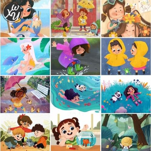 Full Drill Painting Kits Cartoons Round Square Rhinestones Stitch Embroidery Child Diamond Art Mosaic Accessories for Home Decor