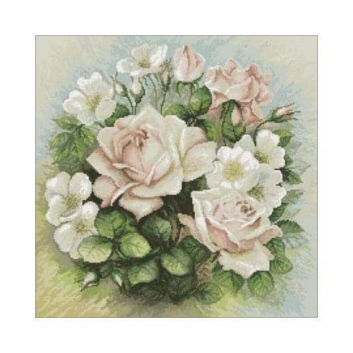 Farben Rose Bouquet Needlework,For Embroidery,DIY 14CT Unprinted Arts Cross stitch kits Set Cross-Stitching Home Decor