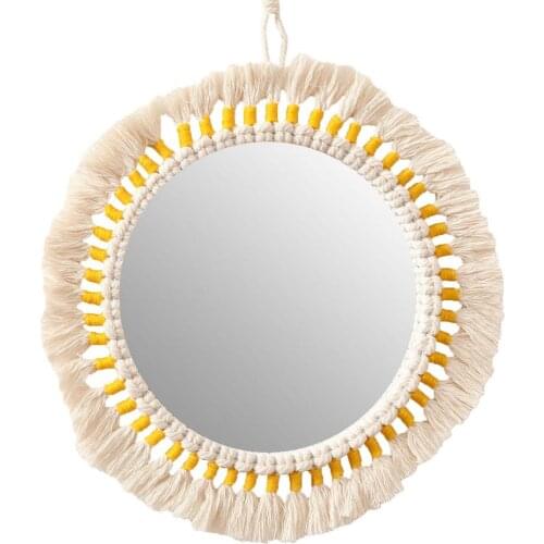 Wall Art Hanging Mirror Farmhouse Decor Makeup Mirror For Hotel Home Bedrooms Bohemian Style Wall Art Supplies With Fringe