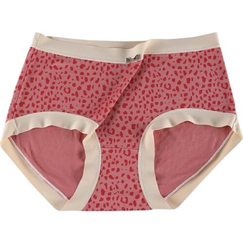 Underwear women modal large size leopard print mulberry silk antibacterial non-marking hip-lifting sexy panties women Elasticity