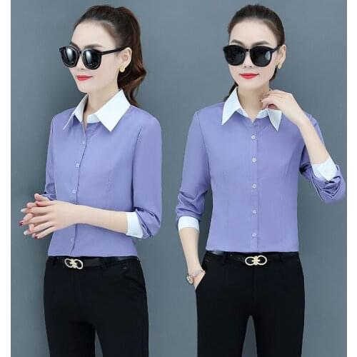 2020 New Autumn Women Long Sleeve Slim Work Wear Blouse Female Plus Size 5XL Formal Office Fashion Patchwork Shirts Tops A88