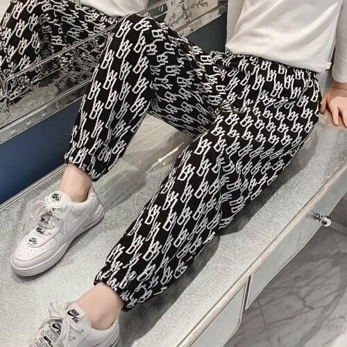 3-10T Summer Letter Printed Childrens Casual Pants For Girls Boys Sports Anti-mosquito Trousers Kids Harem Sweatpants Clothes