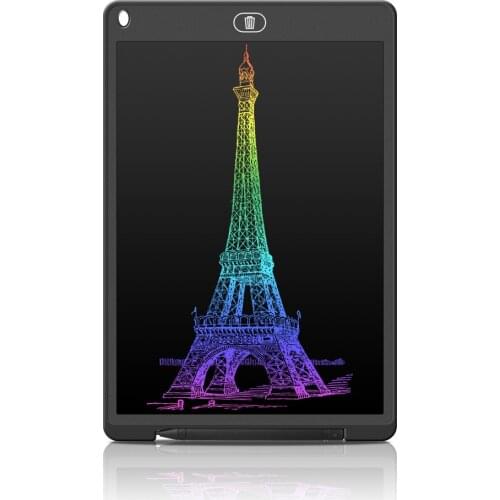LCD Writing Tablet Kids Drawing Pad, Adults Doodle Board, 12 Inches Toddler Scribbler Board, Erasable Light Drawing Board Black