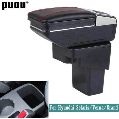 Armrest box Rotatable central Store content For Hyundai Solaris/Verna/Grand Avega Centre Console Storage cup holder USB Charging