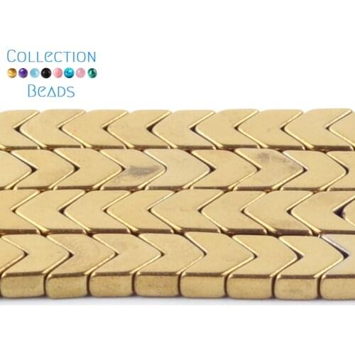 Natural Stone Gold Plated Arrow Shape Hematite Spacer Loose Beads For DIY Jewelry Making Necklace Bracelet Accessories 8x3mm