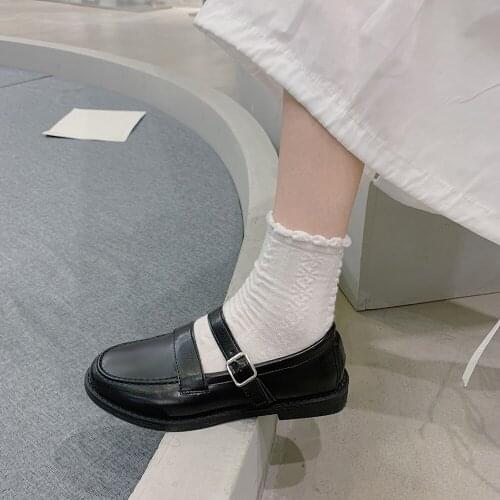 Simple Solid Color Ladies Single Shoes Spring And Summer New Retro British College Style Small Leather Shoes