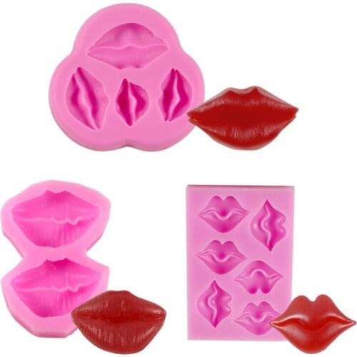 Valentines day red lips ladys mouth sugar chocolate silicone mold cake decoration mold kitchenTool