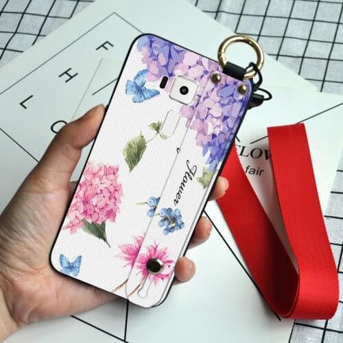 Wrist Strap Silicone Case For Asus Zenfone Max Pro M1 ZB601KL ZB602KL 3D Floral Neck Lanyard Cover For Asus ZenFone 3 ZE552KL