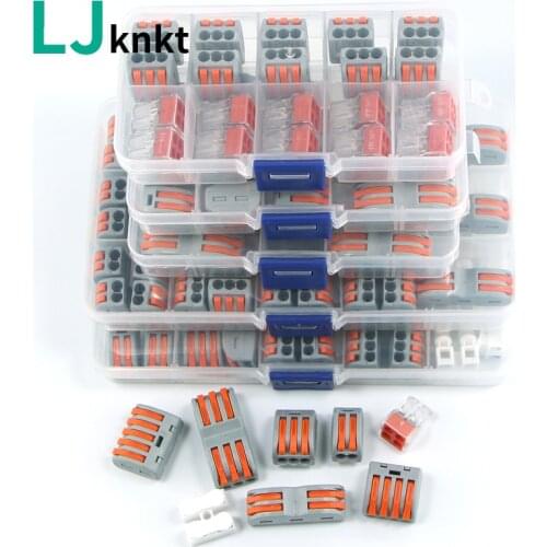 Pct Wiring Connector box Push-in rod Terminal Block Electrical Cage Spring Universal Fast Wire Connectors Household cable kit