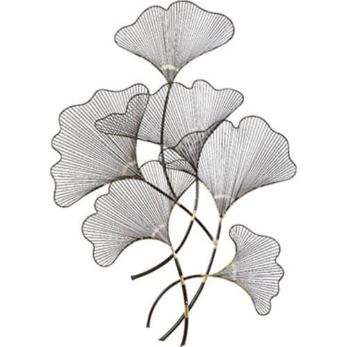 Modern Wrought Iron Wall Hanging Ginkgo Biloba Crafts Decoration Hotel Home 3D Stereo Wall Sticker Ginkgo Leaf Mural Ornaments