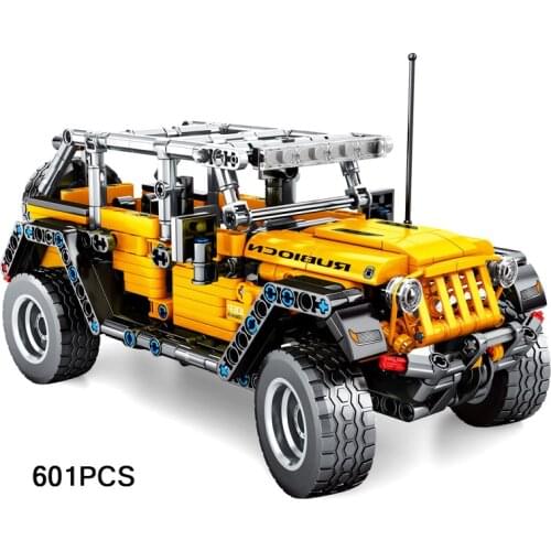 Technics Chrysler jeeps Wranglers Rubicon moc building block vehicle model bricks pull back car toys collection