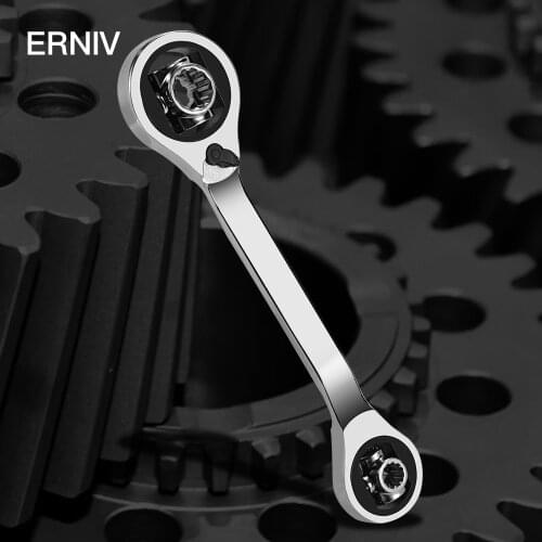 ERNIV Wrench Tools 360 Degree Universal Key Ratchet With Spline Bolts Torx Wrench Furniture Car Repair Spanner Hand Tool
