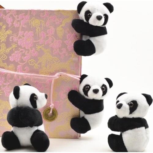 Party Favor Creative Panda Plush Doll Mini Stuffed Animal 9cm Soft Panda Curtain Clip Birthday Gift SN943