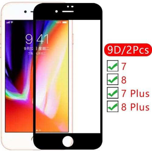 9d screen protector tempered glass case for iphone 7 8 plus cover on i phone 7plus 8plus 7g 8g protective phone coque bag iphon